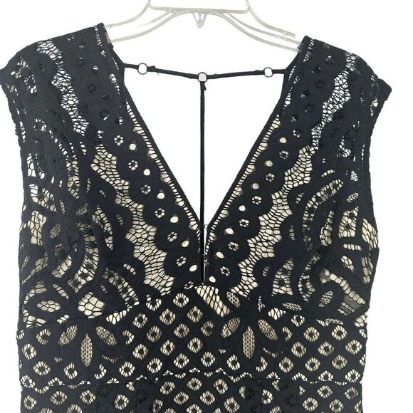 Free People Dress Size 10 Black Lace One Million Lovers Mini V Neck Sleeveless - Picture 3 of 9